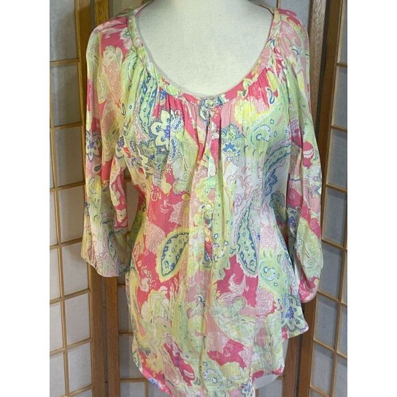 American Living Med Tropical Blouse - Picture 8 of 14